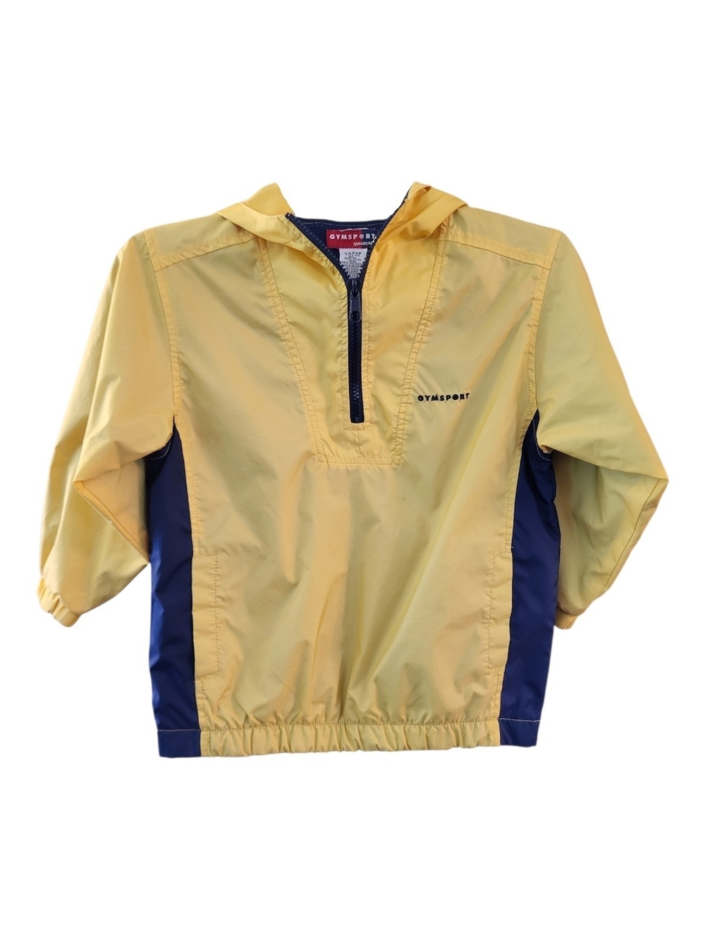 Kids Gymboree Gymsport Yellow Navy Hooded Windbreaker Pullover Jacket-Sz L (4-5)